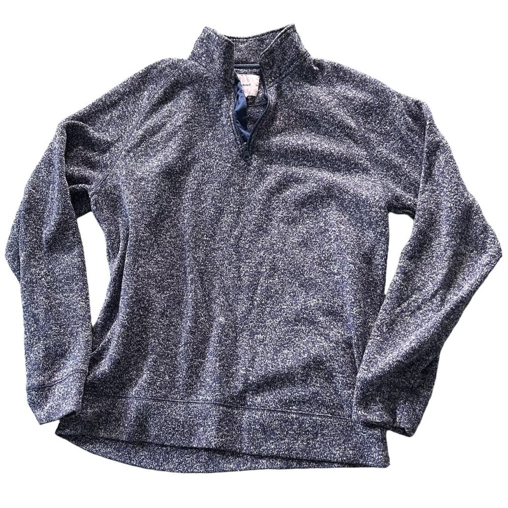 Old Navy Marled Blue Fleece Quarter Zip Pullover Men's Large